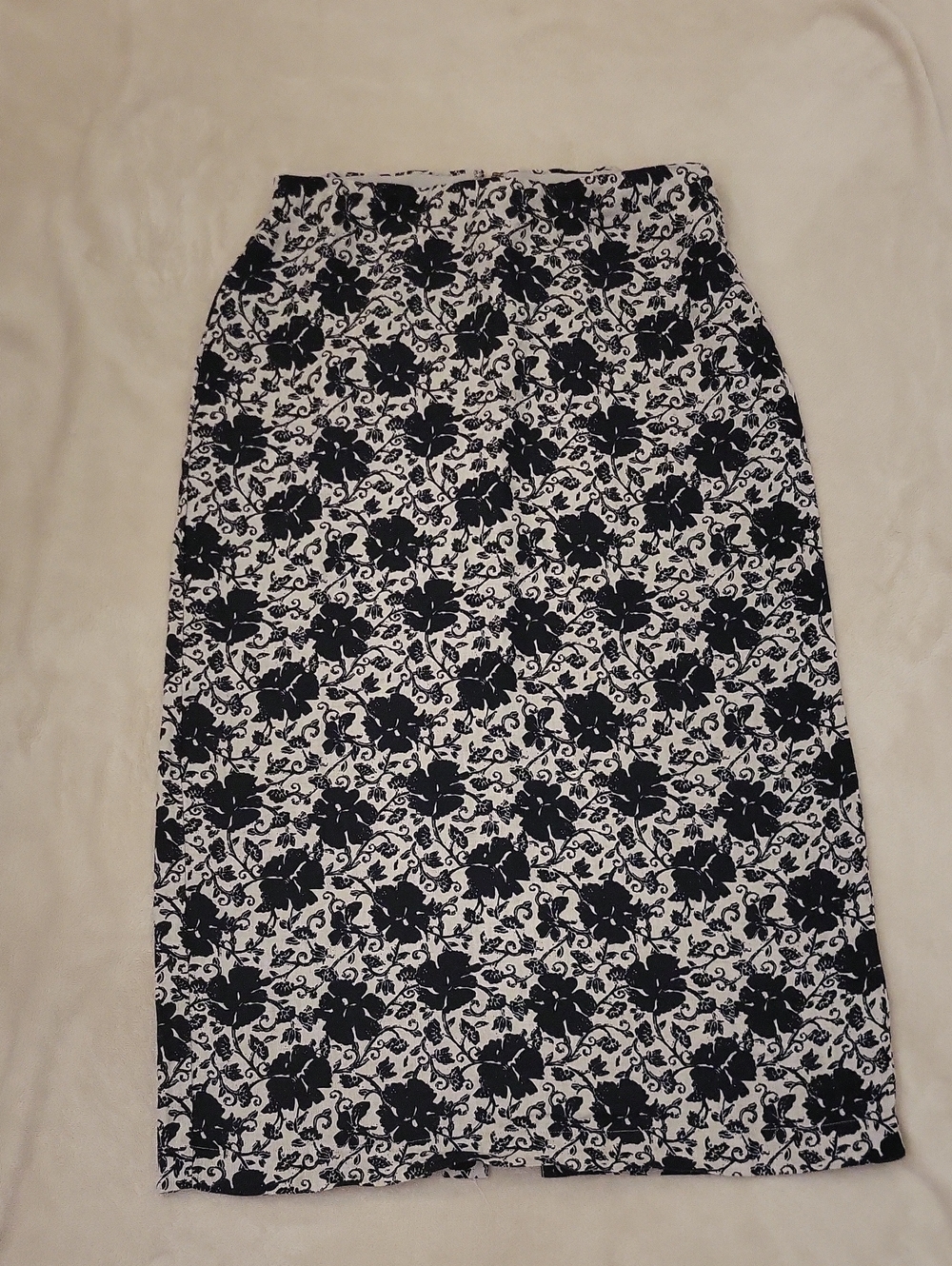 Madewell Black and White Floral Pencil Skirt